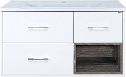 Misty Мебель для ванной Фетта 100 R белая/сосна пасадена – фотография-2